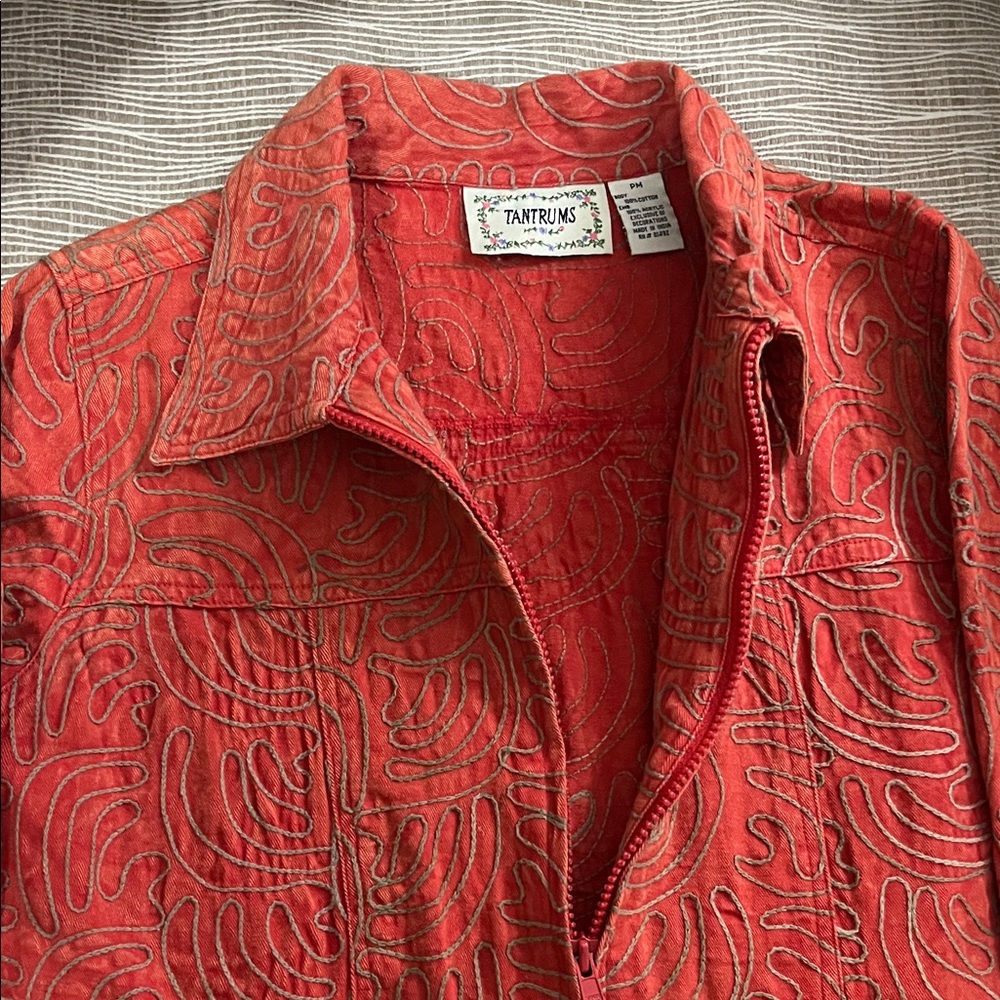 Tantrums Red Patterned Jean Jacket - image 6